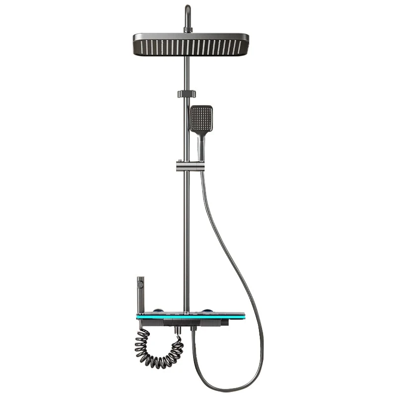 Gunmetal shower system with display options - product view